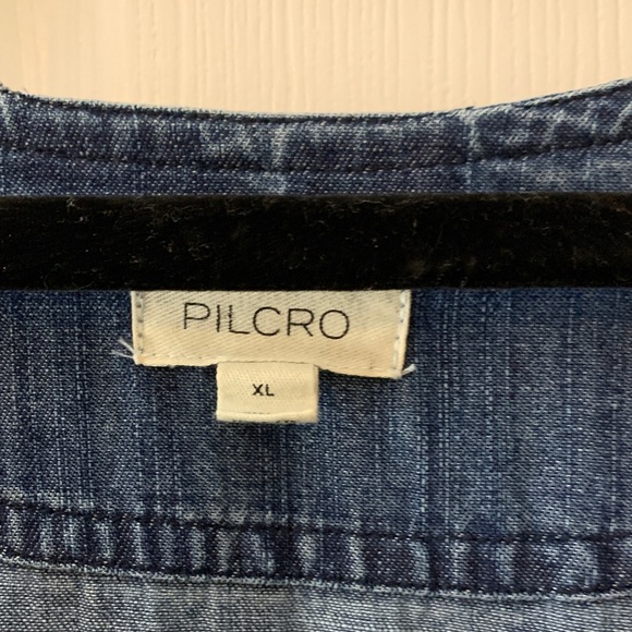Pilcro Dresses & Skirts - Anthropologie Pilcro Blue Denim puff sleeve dress sz XL